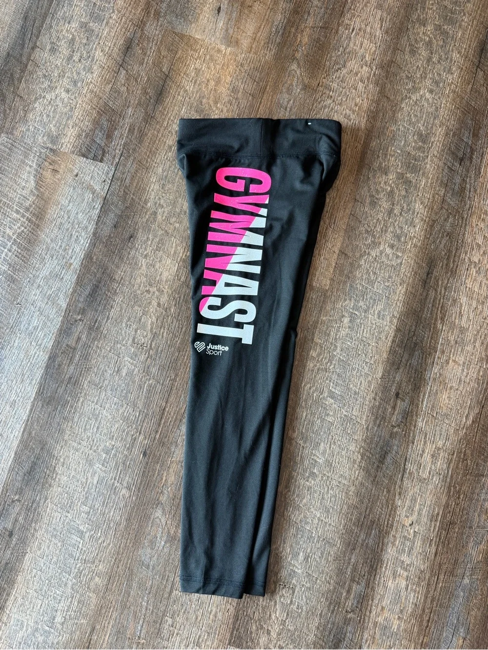 Justice Sport Girls Black Gymnast Leggings Pink Silver Size 7/8